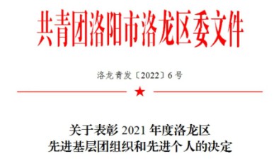 智博喜讯丨智博集团团总支荣获洛龙区“五四红旗团支部”称号